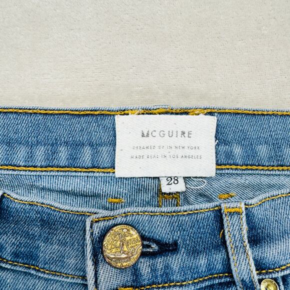 McGuire Jeans Womens 28 Light Wash Blue Denim Ankle‎ Straight Raw Hem **FLAWED** - Picture 3 of 12